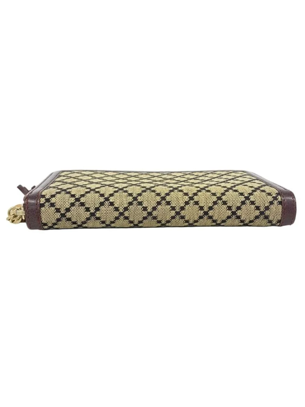 Gucci Wallet Bamboo Diamante Canvas Beige Bordeaux Champagne Gold - Picture 2 of 9
